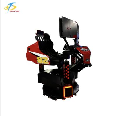 Máy game đua xe 3 màn hình màu đỏ – Xoay 360°, Phản hồi lực, Âm thanh 3D, Tốc độ làm tươi cao, Mô phỏng lái xe VR sống động cho FEC và khu trò chơi