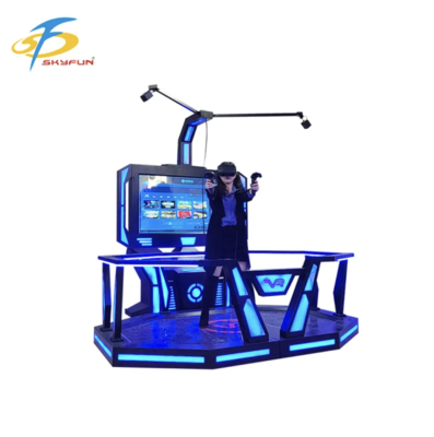 Trung giai đoạn VR HTC Vive 9D Đứng nền tảng trò chơi tương tác VR Simulator trên quy mô phòng với 100+ trò chơi, tai nghe VR độ phân giải cao, tiền xu hoặc thanh toán bằng thẻ cho Arcades
