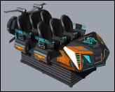 Fun Chariot 6 Seat VR Cinema Simulator. Multi-Player 9D Motion Ride với Crank Structure, đèn LED hai màu, 20+ trò chơi độc quyền và kính DPVR